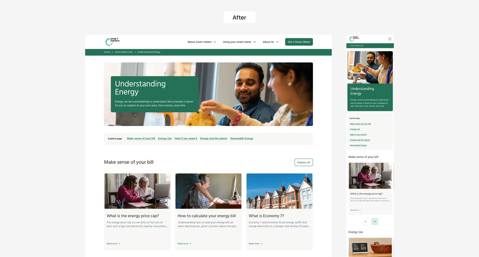 The same page after the redesign